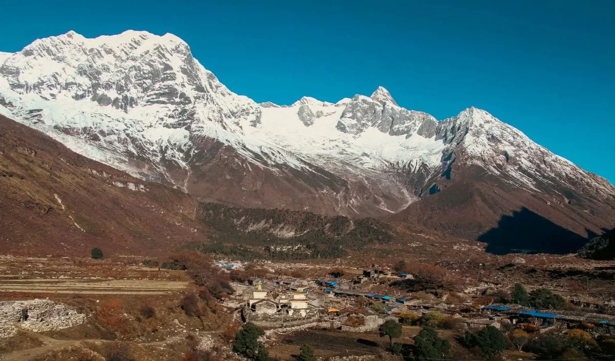 Le village de Samagaon, au pied du Manaslu au Népal