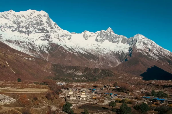 Le village de Samagaon, au pied du Manaslu au Népal