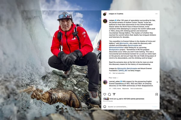 Post instagram Chaussure Irvine Everest Jimmy Chin