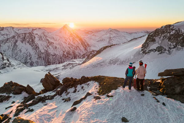 Saas-Fee couché de soleil ski